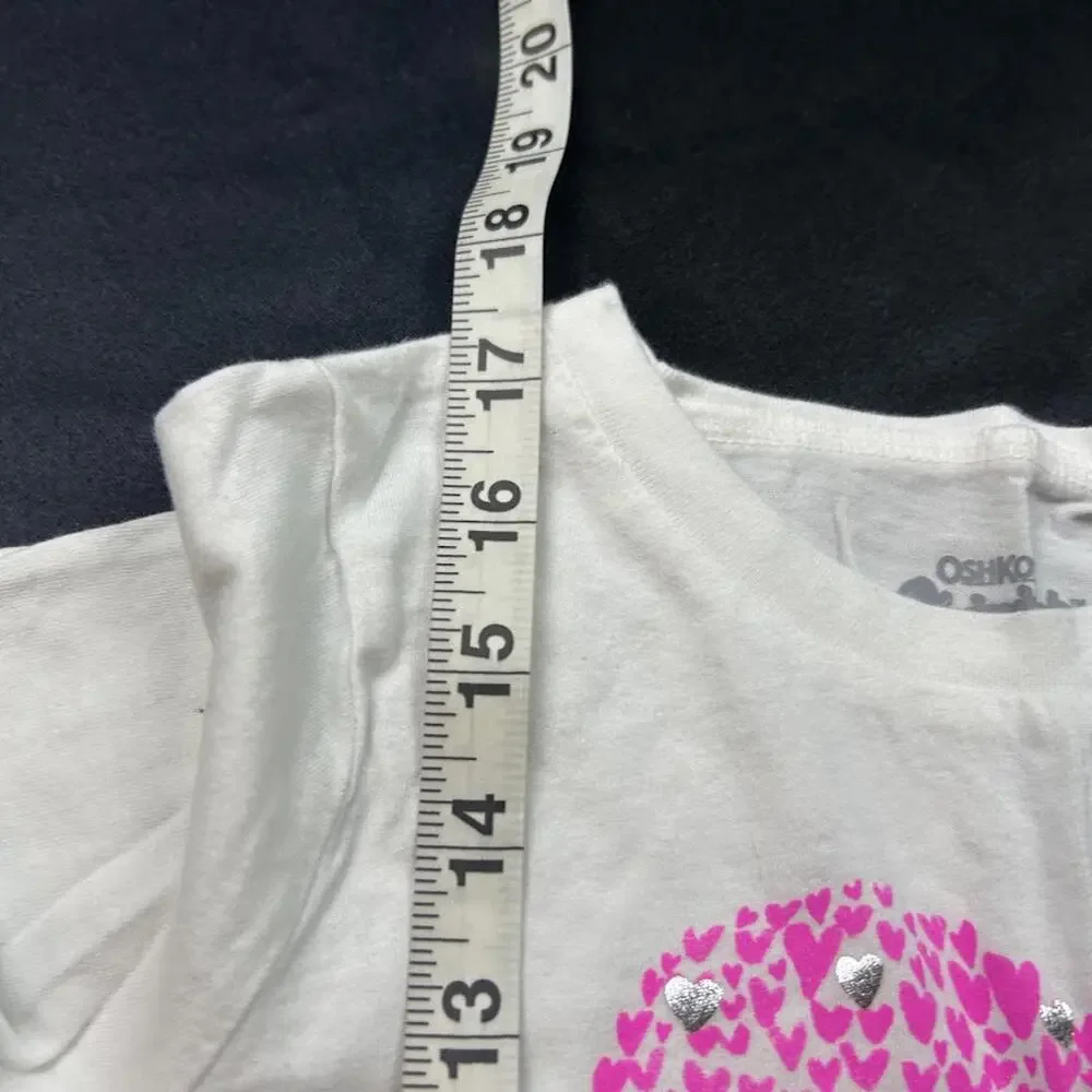 OshKosh B’gosh Girls White Long Sleeve Shirt Size‎ 6Y Mini Pink Hearts Top